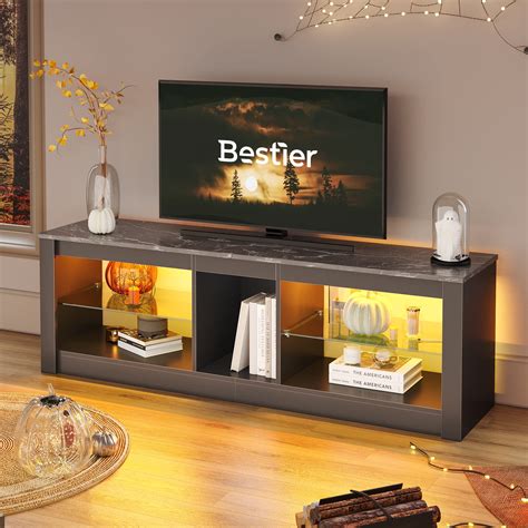 Bestier Entertainment Center LED Gaming TV Stand for 55+ Inch TV .